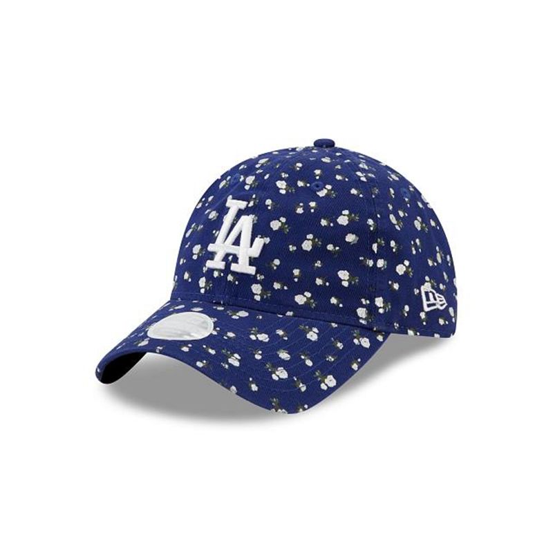 MLB Los Angeles Dodgers Womens Floral 9Twenty Adjustable (QMR5853) - Blue New Era Caps